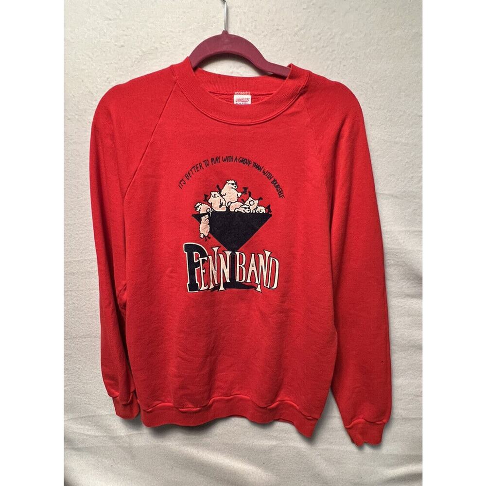 Vintage Jerzees by Russell Red Crewneck Sweatshirt Mens XL 46‎ Made In USA - Picture 2 of 11